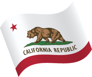 California state flag, brown bear on a white background with a small red star above